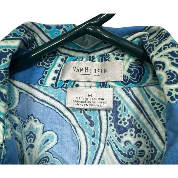 Van Heusen Medium Paisley Button Down Women’s Shirt Career Office Collard Beach - Picture 3 of 9